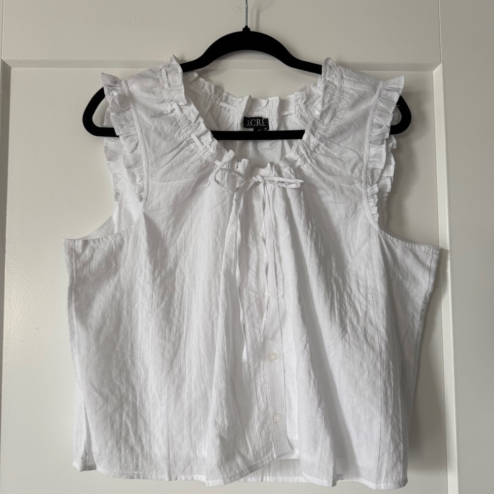 NWT J.Crew White Ruffle Tie-Front Cotton Camisole